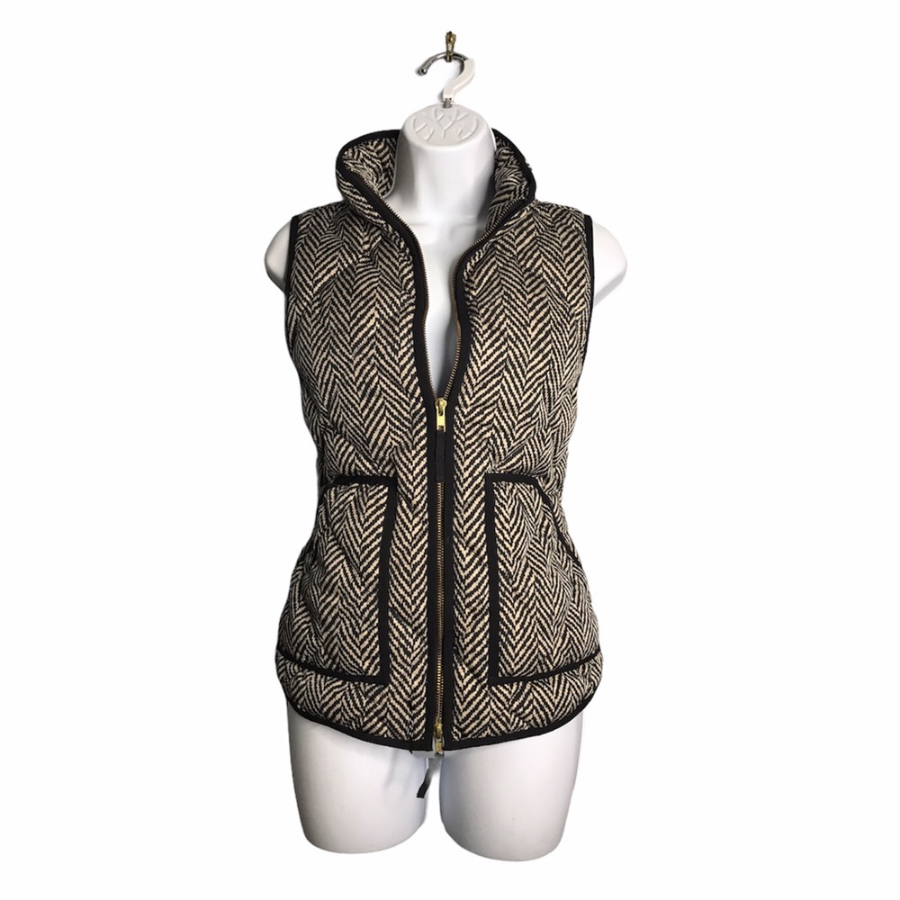 J. Crew | Down Feather Chevron Printed Puffer Vest